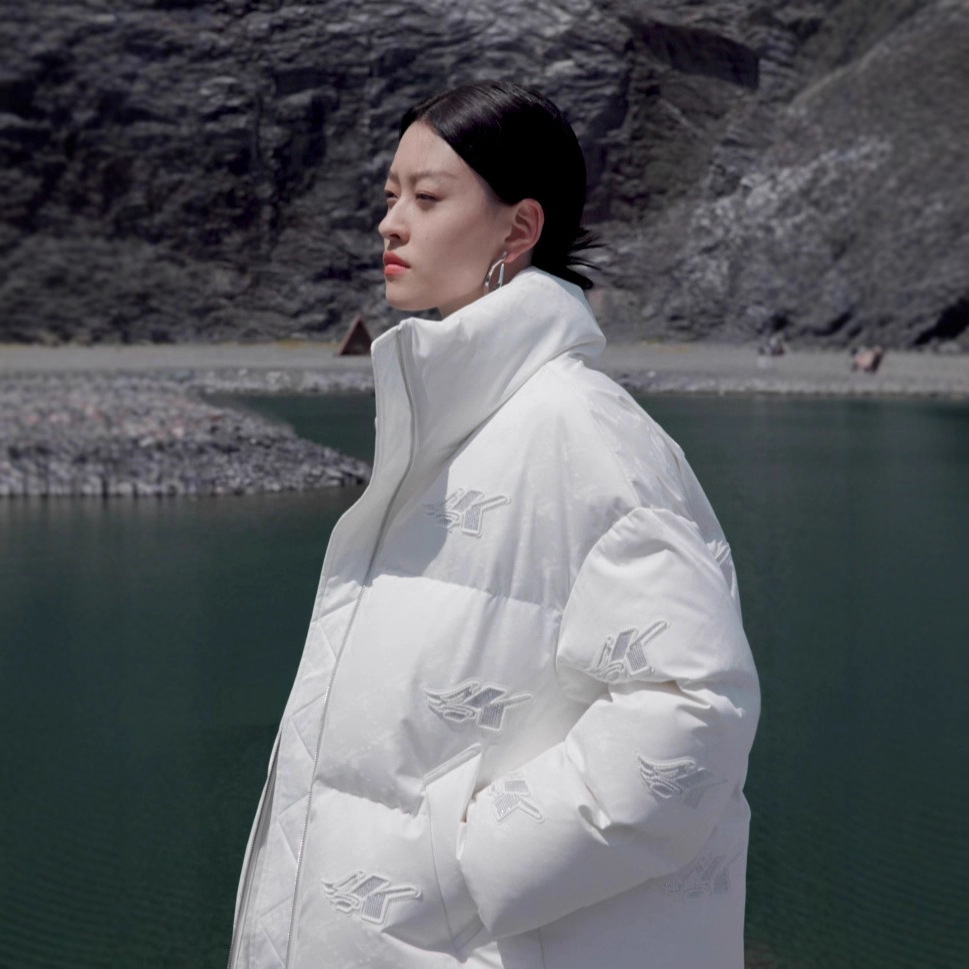 2025冬季新款新中式羽绒服女90白鸭绒时髦刺绣斜襟V领民族风外套