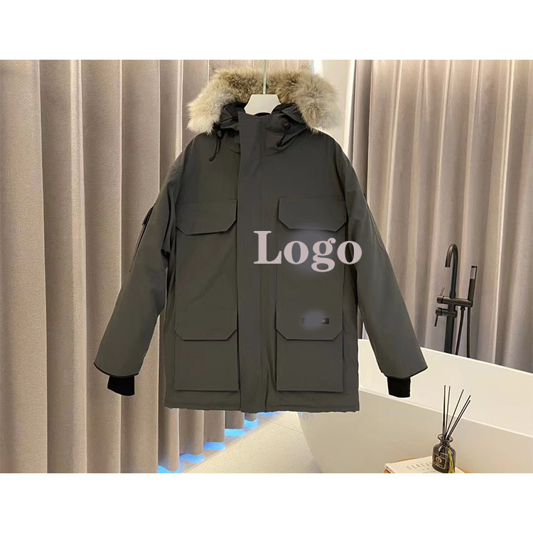 08款大鹅新升级羽绒服工装多口袋男女同款情侣大毛领保暖加厚外套