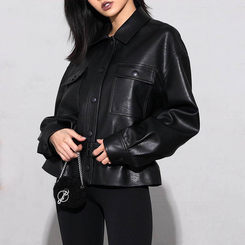 2025新款春季绵羊皮机车宋佳同款皮衣外套车皮夹克气质皮夹克女