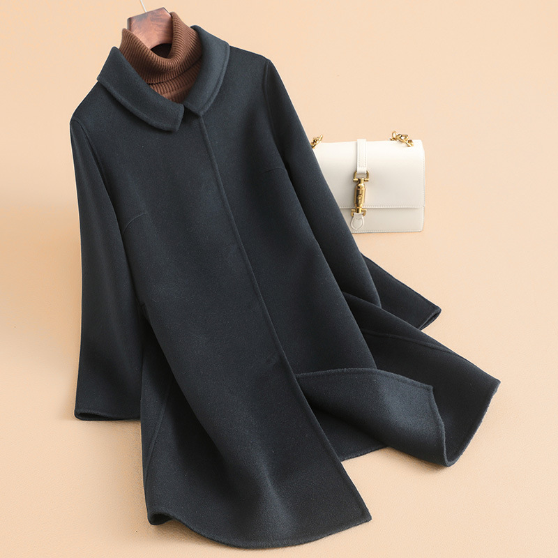 2025年秋款新款双面呢中长款大码女装妈妈装双面羊毛大衣女士外套