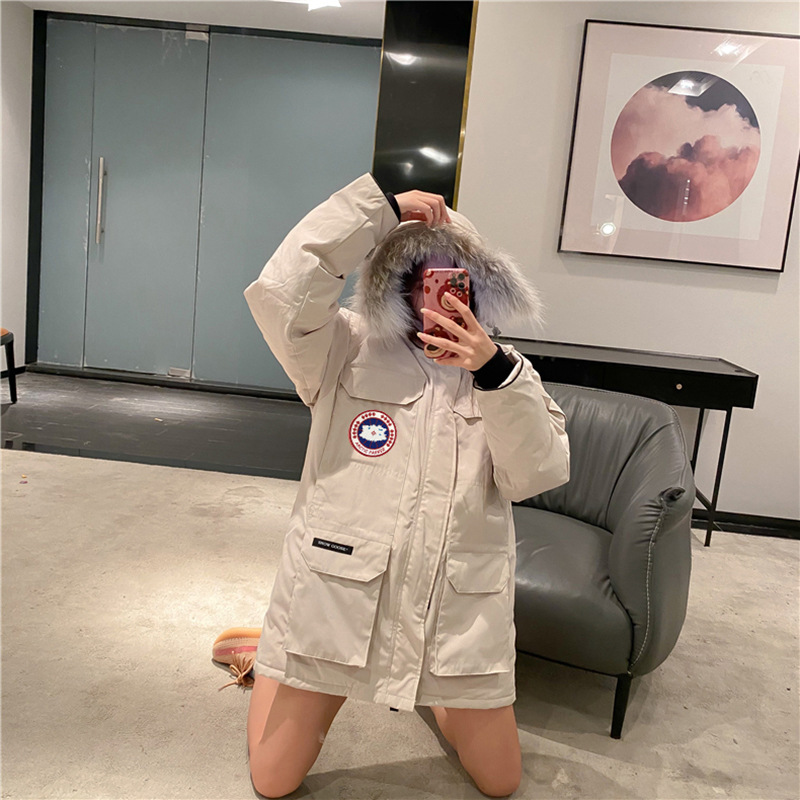 莆田大鹅08远征中长款羽绒服女款工装派克服大衣抗寒保暖外套男款