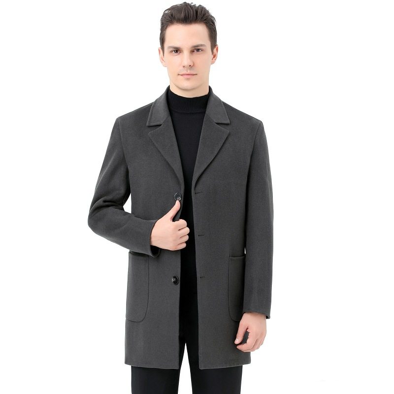2025秋冬双面羊绒大衣男士中长款韩版修身帅气羊毛呢子中青年外套