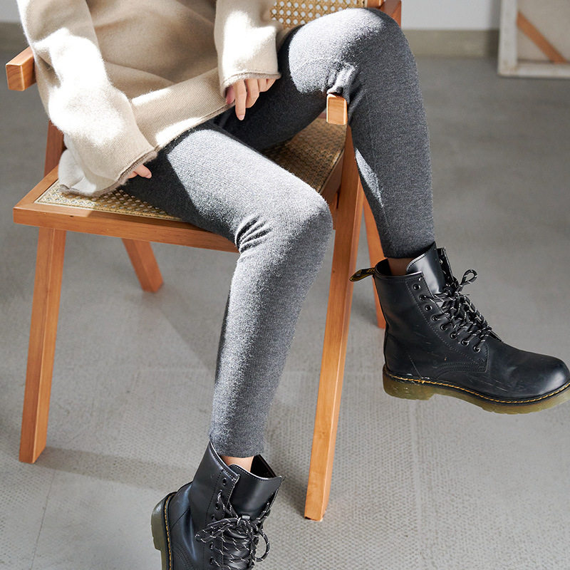 缝精纺羊绒打底裤女秋冬外穿修身显瘦薄款100净山羊绒针织长裤