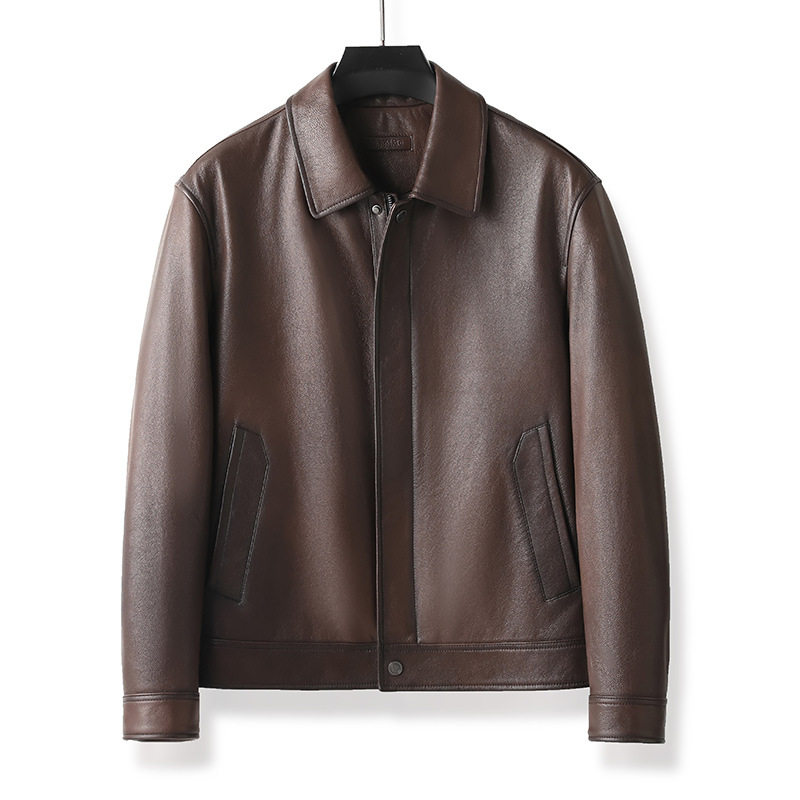 2025年秋季新款真皮皮衣男士皮夹克单衣休闲外套潮流修身帅气青年