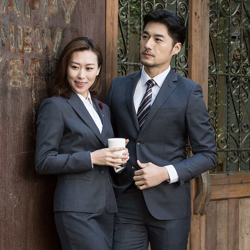 男女同款商务休闲西服韩版修身英伦西装款上班工作服职业套装裤