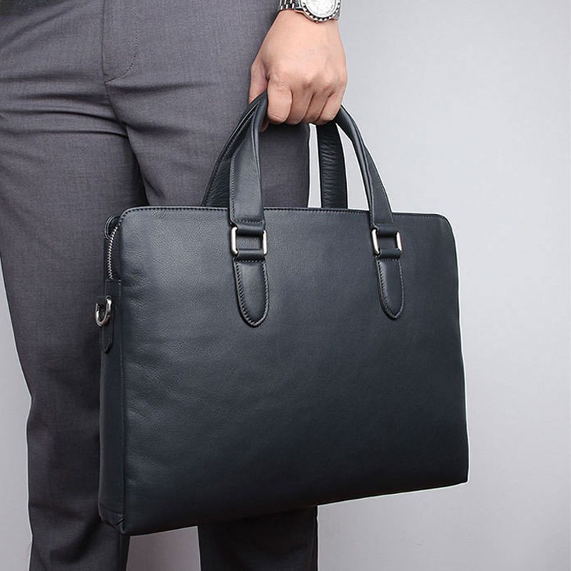 现货直卖真皮男士手提包14寸电脑包高档商务公文包7410