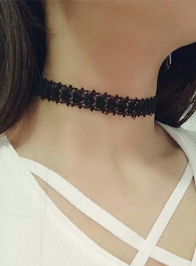 choker软妹子风黑色蕾丝锁骨链