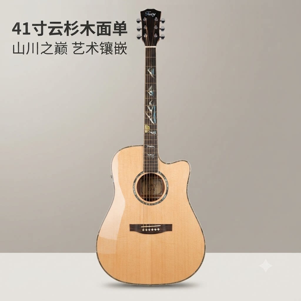 TUCY41寸云杉桃花芯民谣吉他