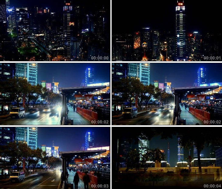 广州城市夜景灯光车流高楼街道高清实拍宣传片视频影视素材h0115