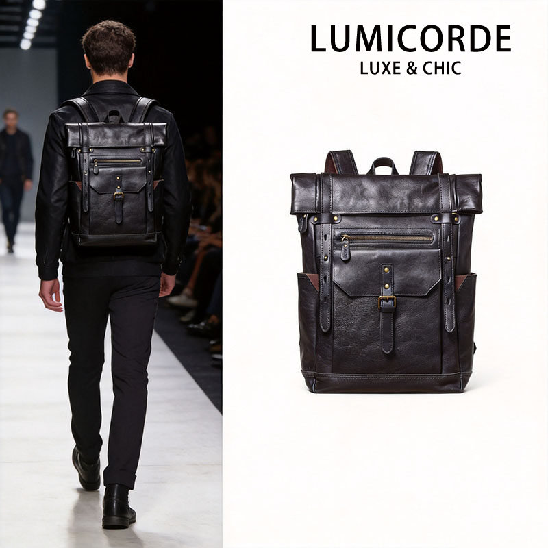 Lumicorde真皮大容量电脑双肩包
