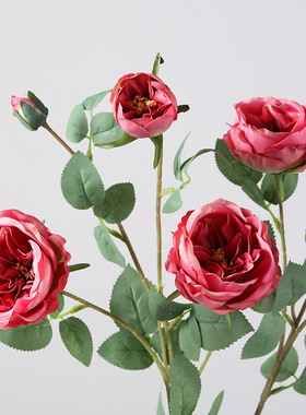 仿真多头欧月玫 室内餐桌花艺家居婚庆装饰插花摆件假花 欧式