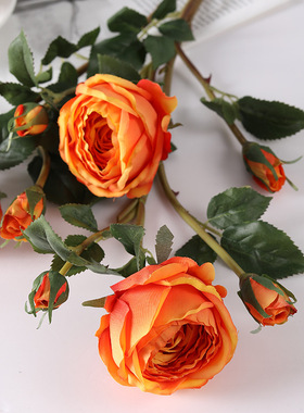 仿真花安格斯玫瑰家居客厅餐厅婚庆装饰插花摆件假花法国百叶