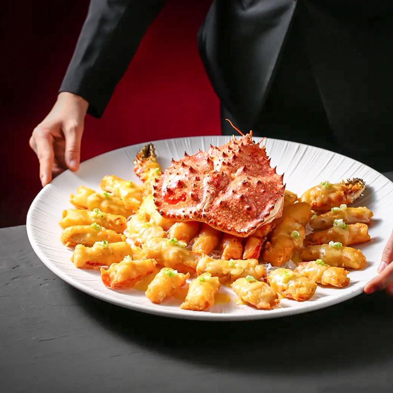 超大蒸鱼盘子特色大圆盘商用帝王蟹高级感会所私房菜创意酒店餐具,餐饮具,盘,淘宝优惠券,粉丝福利购,淘宝优惠卷