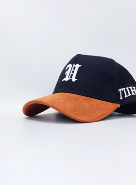 Burnt Orange Suede Brim Uphill Battle美潮牌拼色麂皮棒球帽弯