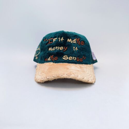 Embroidered Slogan Plush Trucker Hat Green Beige潮毛绒货车帽