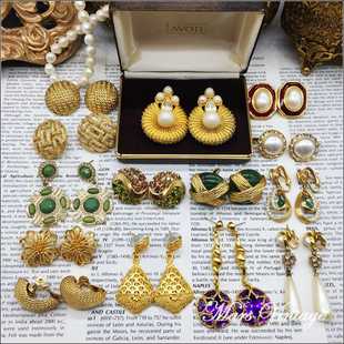 Mars Vintage耳夹耳钉MONET莫奈古董复古古着TRIFARI翠法丽宫廷女