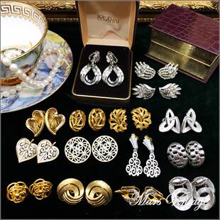 Mars Vintage耳夹MONET莫奈TRIFARI翠法丽古着复古宫廷无耳洞女