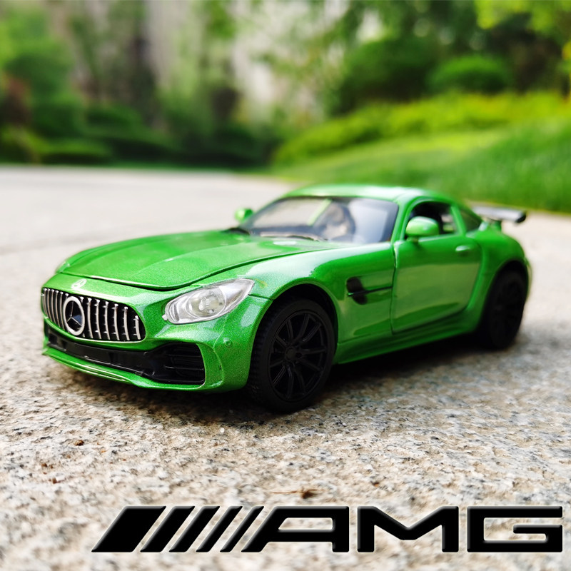 메르세데스-벤츠 AMG 스포츠카 GTR 합금 자동차 모델 소년 선물 어린이 풀백 장난감 자동차 시뮬레이션 소리와 빛 모델