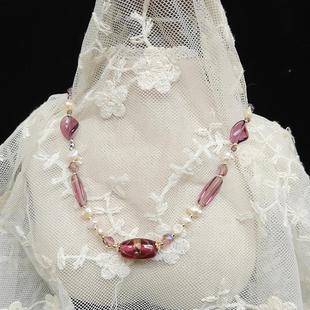 中古vintage意大利穆拉诺婚礼蛋糕系列琉璃珠配巴洛克小米珠项链