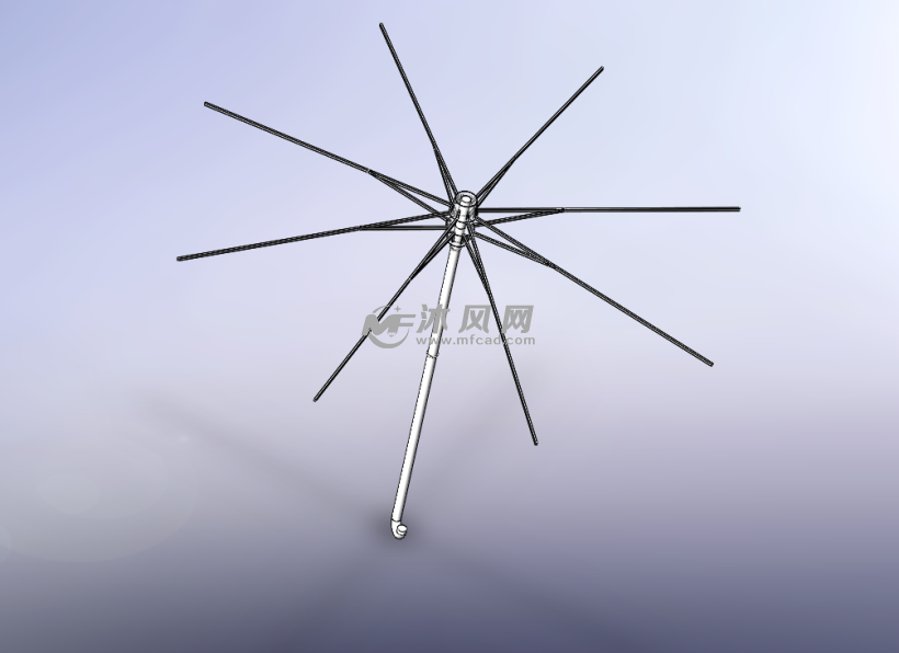 雨伞骨架模型设计3D图纸SolidWorks2016【616】