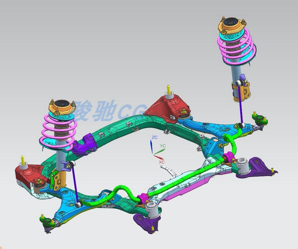 三厢轿车麦弗逊式独立前悬架3d图纸模型catia设计参考资料【492】