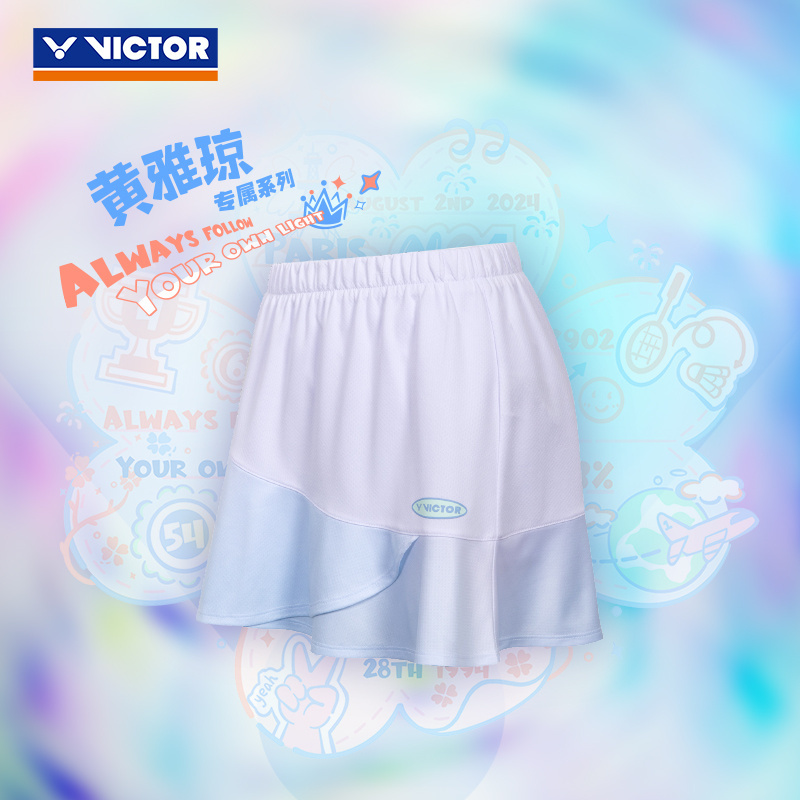 VICTOR威克多胜利羽毛球服黄雅琼系列针织运动短裙半身裙K-502HYQ