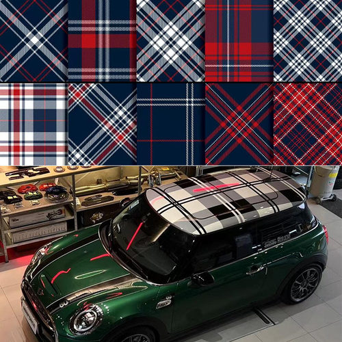 适用宝马mini格子车顶改色个性定制车顶膜悬浮彩绘改色膜汽车膜