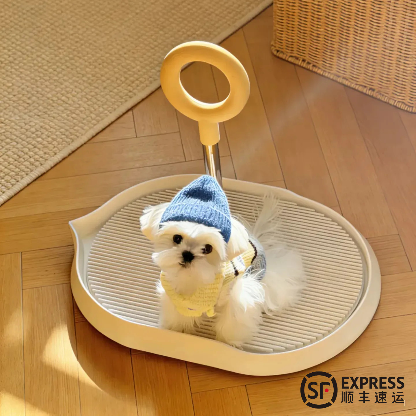 萌小宝宠物狗厕所立柱盆冲水托盘手提式排便盆器定点猫甜甜圈造型