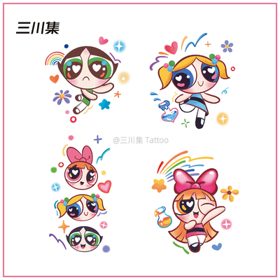 可爱卡通飞天小女警纹身贴