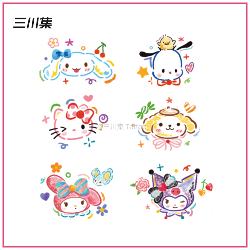 三力区鸟纹身贴小猫图案防水持久