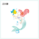 三川集 手绘卡通彩色防水持久小图案贴纸 美人鱼爱丽儿公主纹身贴