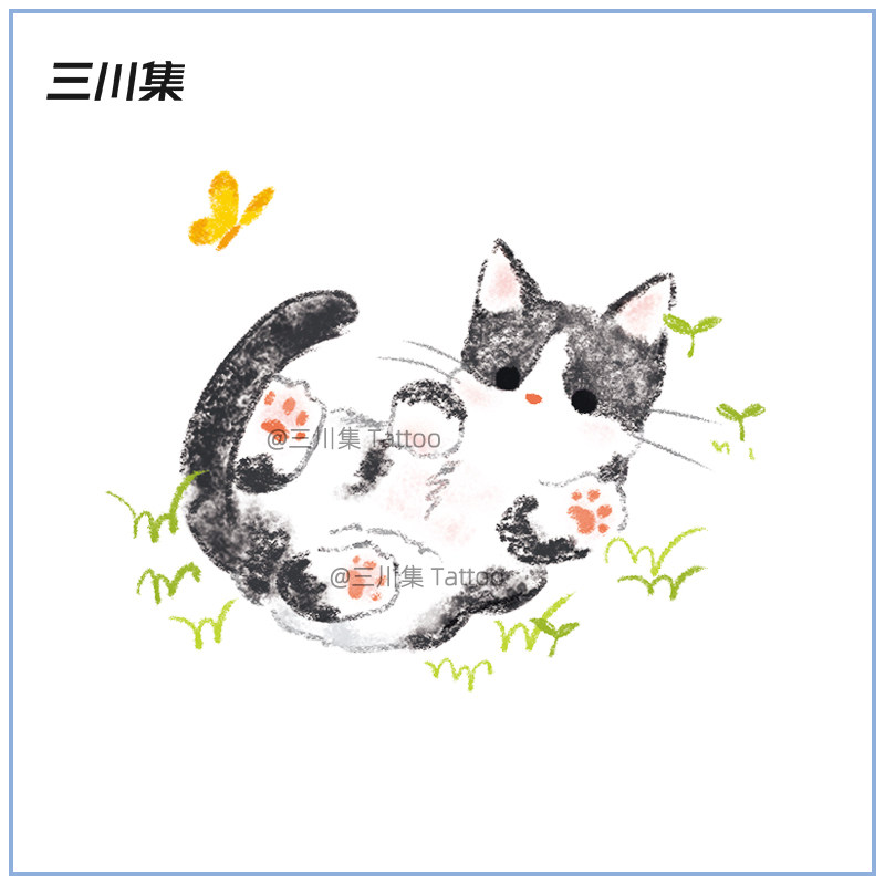 可爱欢快小猫咪彩色纹身贴原创手绘小清新手臂手腕学生防水持久女,彩妆/香水/美妆工具,身体彩妆,淘宝优惠券,粉丝福利购,淘宝优惠卷