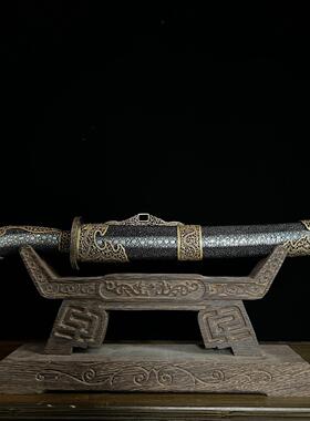 【草龙小清刀】黄铜装具排珠鱼皮鞘大马士革S羽毛纹清刀短刀未开