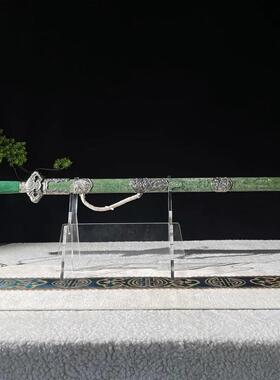【云龙清剑】白铜装具鱼皮鞘大瓦面百炼千层扭转花纹钢清剑 未开
