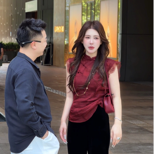秋季新中式斜襟修身显瘦上衣女