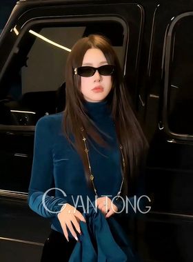 G.yantong郭彦彤领针织衫女弹力秋冬上衣打底衫女显瘦D1237