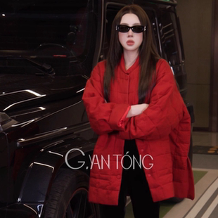 郭彦彤冬季新款高级感羊毛红色新款轻薄羽绒服女中长款潮流WT1073