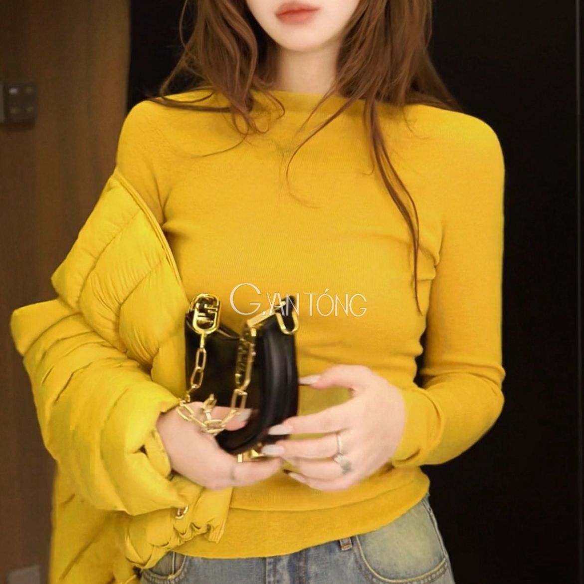 G.yantong郭彦彤2025设计感羊毛长袖打底衫冬款洋气显瘦DD1231