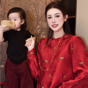 G.yantong郭彦彤新年穿搭提花小马国风斜襟衬衫上衣女显瘦DD1265