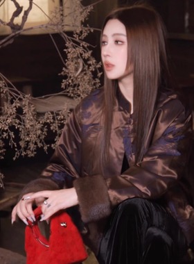 Gyantong郭彦彤定制桑蚕丝老缎提花鹅绒服冬款女千金风WT10553