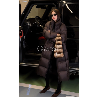 郭彦彤极简风鹅绒服中长款外套