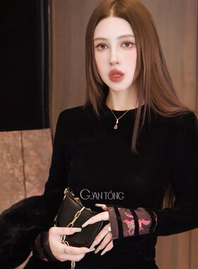 设计感秋冬女款显瘦丝绒打底衫小众时髦DD1229