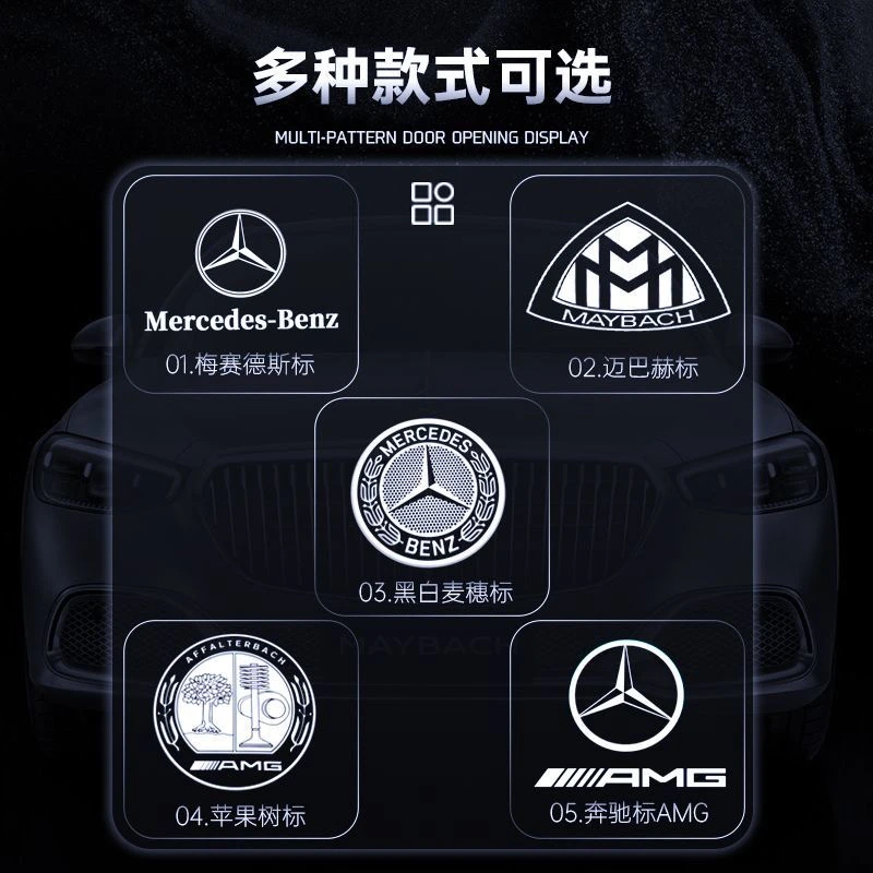 原厂五镜头奔驰车门迎宾灯E级GLC260L/A级glaglb/GLE/S400l车门灯