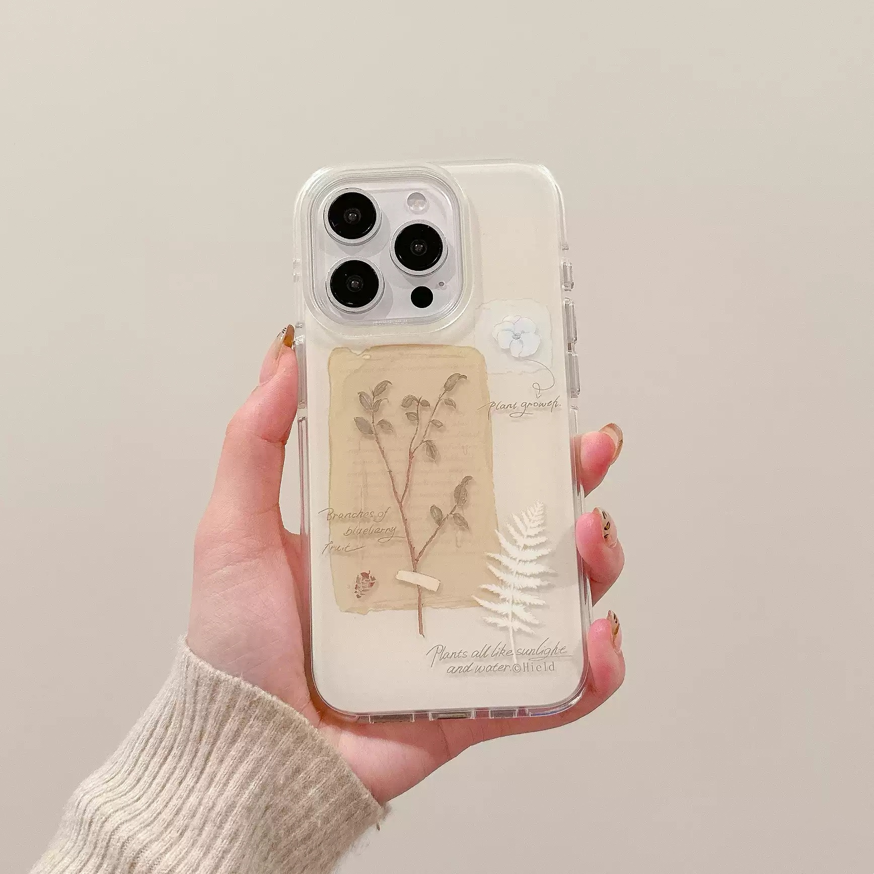 小清新文艺手绘花草树木iPhone15promax手机壳16简约小众14双层高级感温柔适用苹果16PRO硬保护套13日韩·ins
