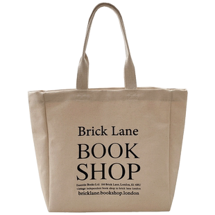 经典款英国格调书店帆布包托特包单肩大手提袋男女学生书包购物袋