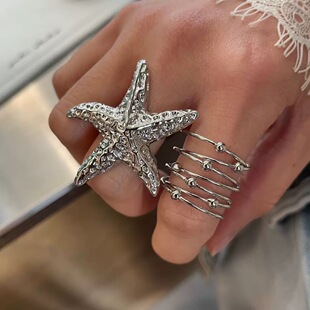 BKP「复古戒」韩系ins圈圈多层缠绕海星戒指小众冷淡风叠戴百搭女