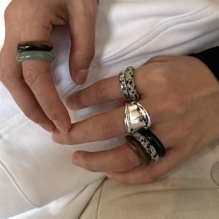 BKP「复古戒」ins小众复古冷淡天然石戒指斑点氛围秋冬百搭新中式