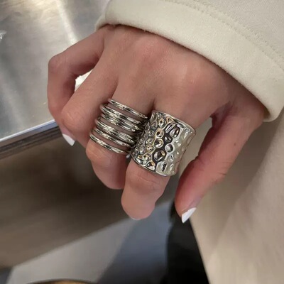 BKP曼谷公园「复古戒」ins小众时髦极简戒指重工百搭开口冷淡韩系