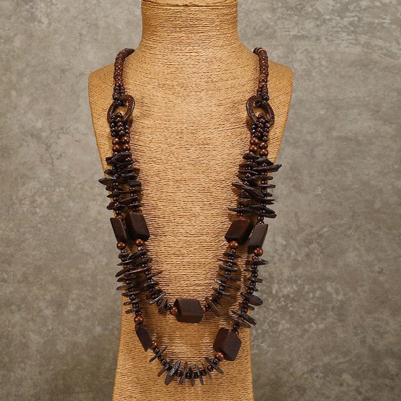 thumbnail for BKP Bangkok Park Vintage wasteland wind Bohemian ethnic style coconut shell multi-layer necklace long necklace sweater chain