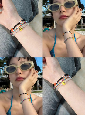 姜涩琪同款夏日彩色串珠少女y2k手链三件套百搭泫雅 BKP曼谷公园